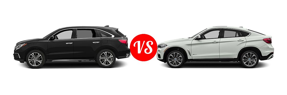 2017 Acura MDX SUV w/Technology Pkg vs. 2017 BMW X6 SUV sDrive35i / xDrive35i / xDrive50i - Side Comparison