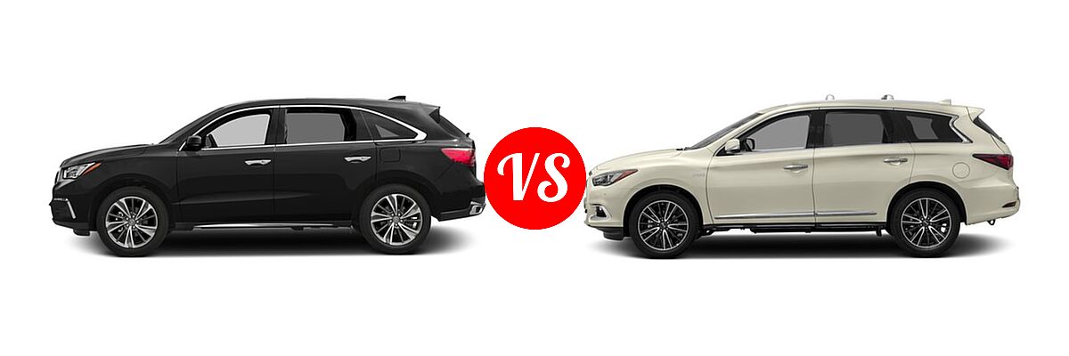 2017 Acura MDX SUV w/Technology Pkg vs. 2017 Infiniti QX60 SUV Hybrid AWD / FWD - Side Comparison