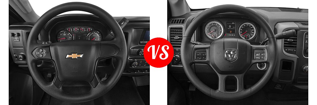 2016 Chevrolet Silverado 2500HD Pickup LT / Work Truck vs. 2016 Ram 1500 Pickup Big Horn / Lone Star / SLT - Dashboard Comparison