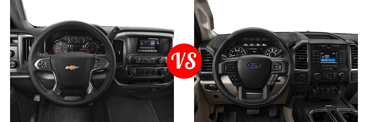 2016 Chevrolet Silverado 2500HD Pickup Work Truck vs. 2016 Ford F-150 Pickup XLT - Dashboard Comparison