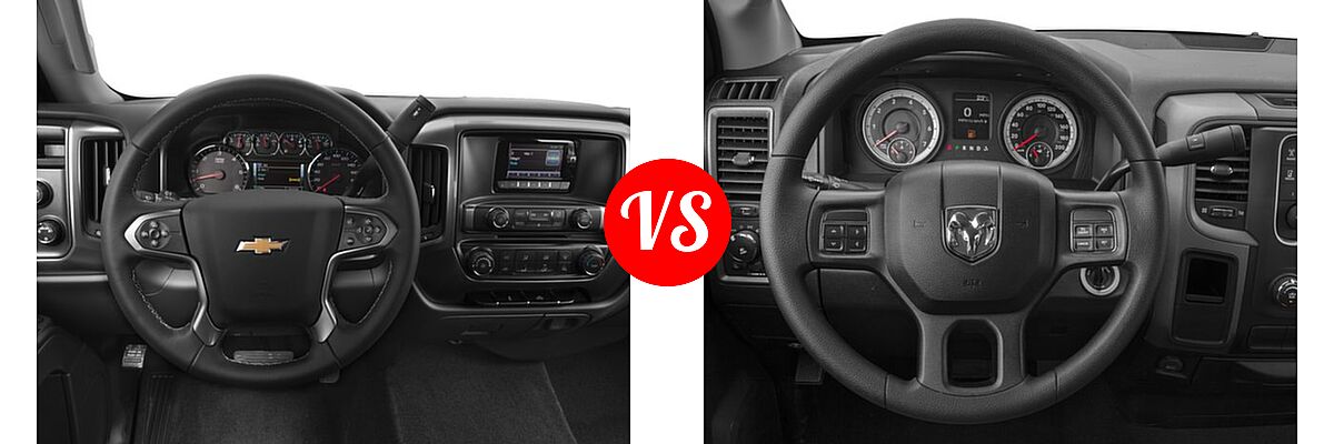 2016 Chevrolet Silverado 2500HD Pickup LT vs. 2016 Ram 1500 Pickup Big Horn / Lone Star / SLT - Dashboard Comparison