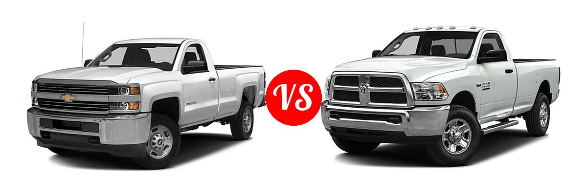 2016 Chevrolet Silverado 2500HD Pickup LT / Work Truck vs. 2016 Ram 2500 Pickup SLT / Tradesman - Front Left Comparison