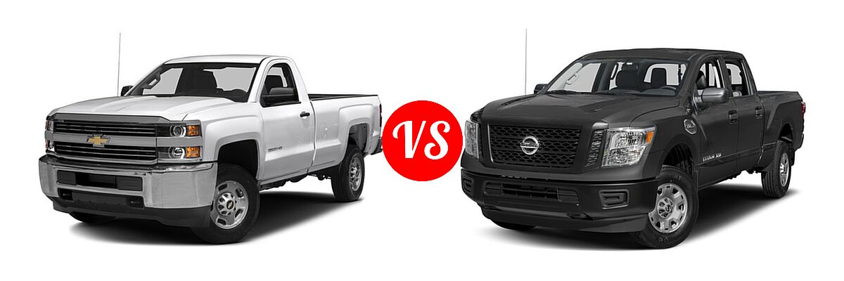 2016 Chevrolet Silverado 2500HD Pickup LT / Work Truck vs. 2016 Nissan Titan XD Pickup S - Front Left Comparison