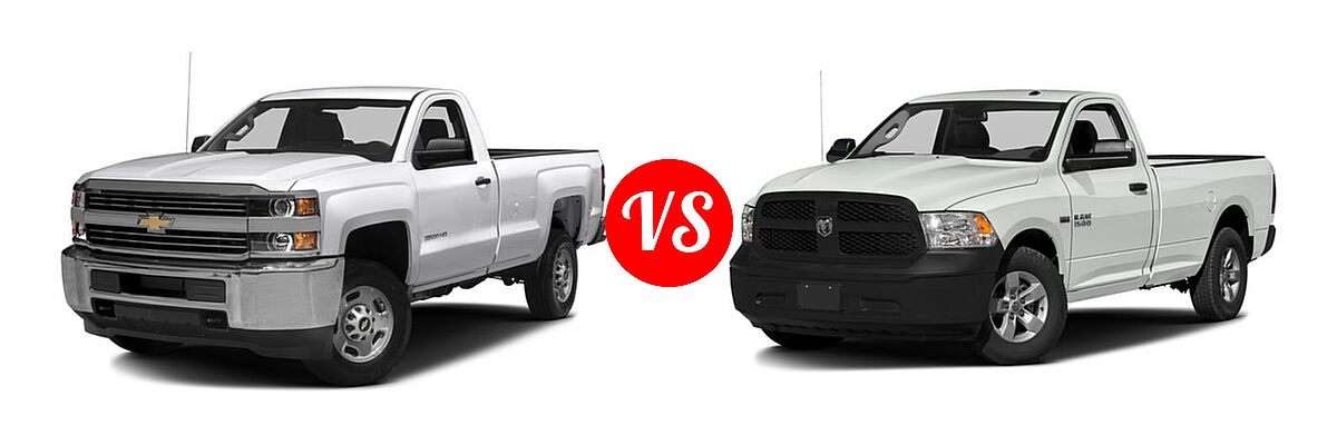 2016 Chevrolet Silverado 2500HD Pickup LT / Work Truck vs. 2016 Ram 1500 Pickup Express / Tradesman - Front Left Comparison