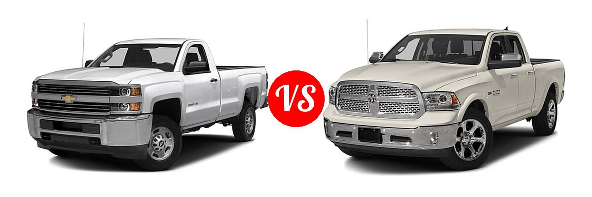 2016 Chevrolet Silverado 2500HD Pickup LT / Work Truck vs. 2016 Ram 1500 Pickup Laramie - Front Left Comparison