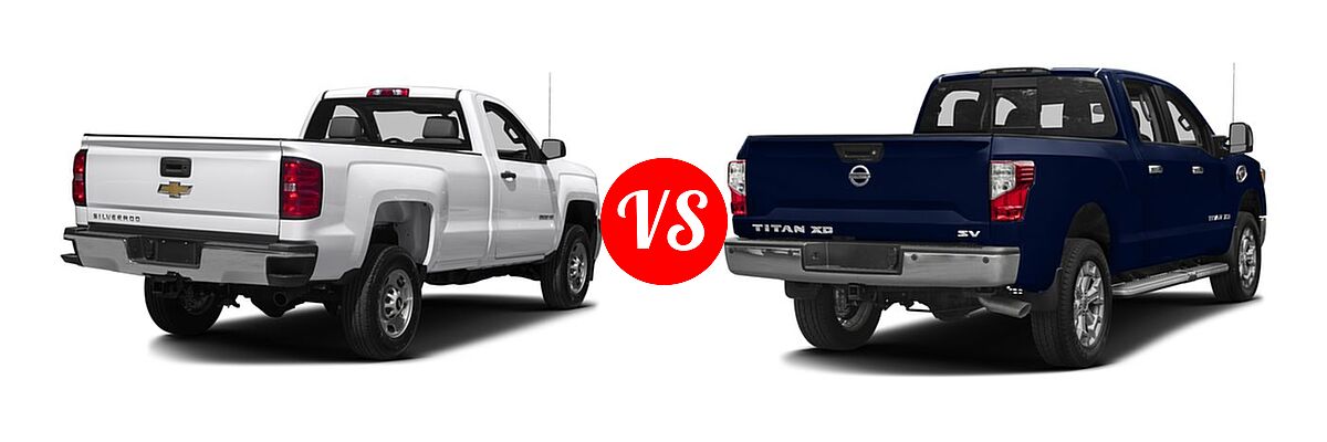 2016 Chevrolet Silverado 2500HD Pickup LT / Work Truck vs. 2016 Nissan Titan XD Pickup SV - Rear Right Comparison