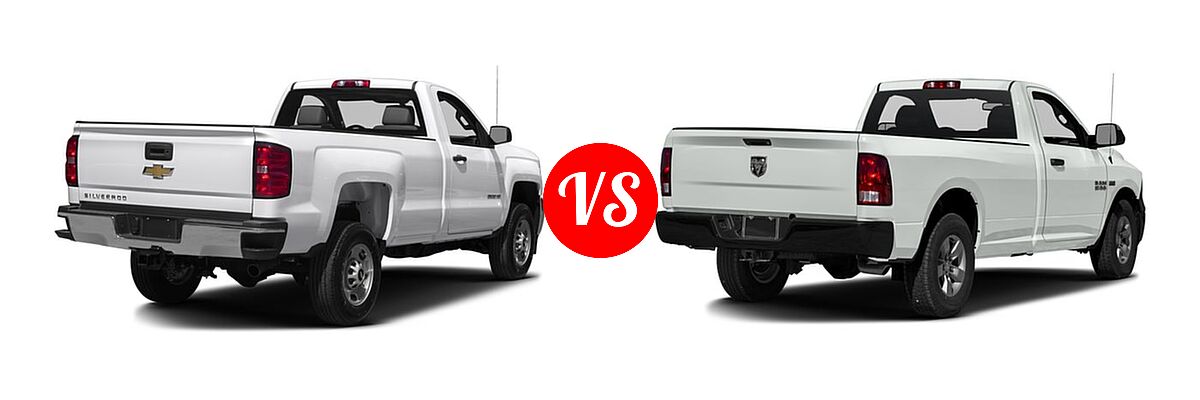 2016 Chevrolet Silverado 2500HD Pickup LT / Work Truck vs. 2016 Ram 1500 Pickup Express / Tradesman - Rear Right Comparison