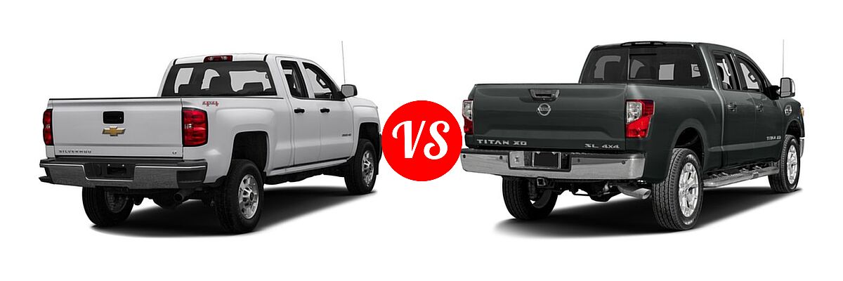 2016 Chevrolet Silverado 2500HD Pickup Work Truck vs. 2016 Nissan Titan XD Pickup SL - Rear Right Comparison