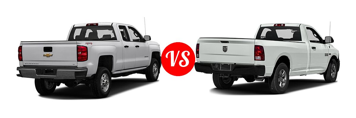 2016 Chevrolet Silverado 2500HD Pickup Work Truck vs. 2016 Ram 1500 Pickup Express / Tradesman - Rear Right Comparison