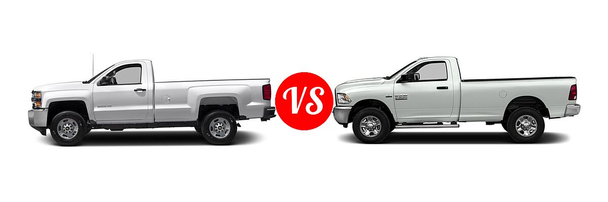 2016 Chevrolet Silverado 2500HD Pickup LT / Work Truck vs. 2016 Ram 2500 Pickup SLT / Tradesman - Side Comparison