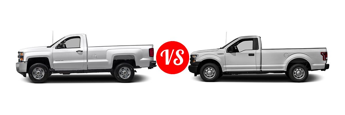 2016 Chevrolet Silverado 2500HD Pickup LT / Work Truck vs. 2016 Ford F-150 Pickup XL - Side Comparison