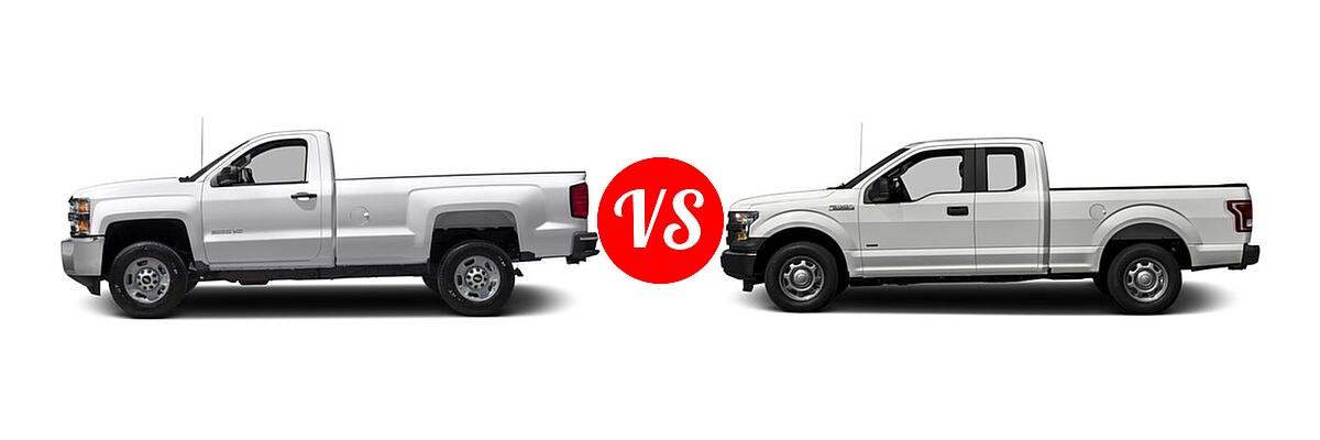 2016 Chevrolet Silverado 2500HD Pickup LT / Work Truck vs. 2016 Ford F-150 Pickup XL - Side Comparison