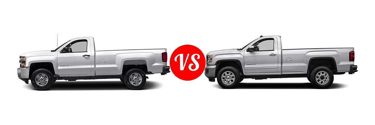2016 Chevrolet Silverado 2500HD Pickup LT / Work Truck vs. 2016 GMC Sierra 2500HD Pickup SLE - Side Comparison