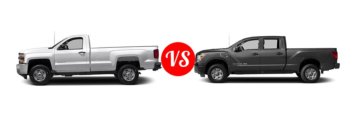 2016 Chevrolet Silverado 2500HD Pickup LT / Work Truck vs. 2016 Nissan Titan XD Pickup S - Side Comparison