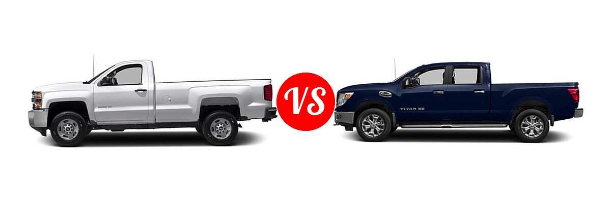 2016 Chevrolet Silverado 2500HD Pickup LT / Work Truck vs. 2016 Nissan Titan XD Pickup SV - Side Comparison
