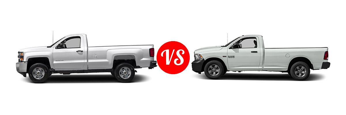 2016 Chevrolet Silverado 2500HD Pickup LT / Work Truck vs. 2016 Ram 1500 Pickup Express / Tradesman - Side Comparison
