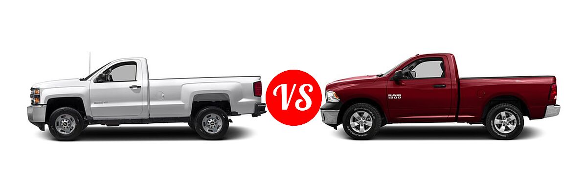 2016 Chevrolet Silverado 2500HD Pickup LT / Work Truck vs. 2016 Ram 1500 Pickup Big Horn / Lone Star / SLT - Side Comparison