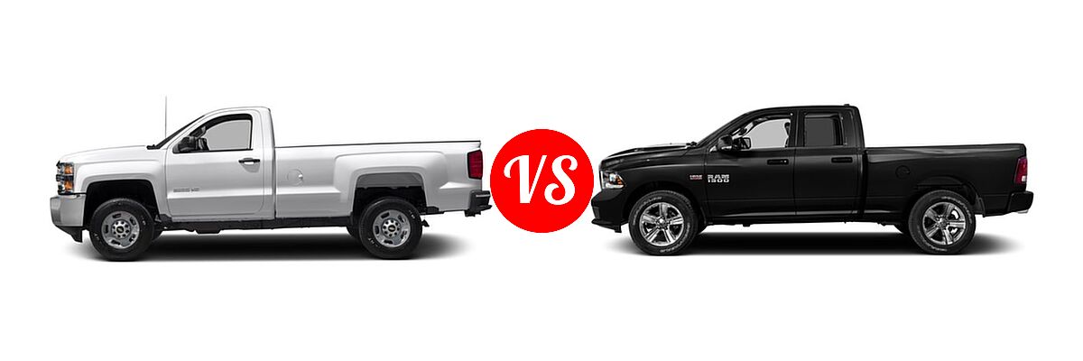 2016 Chevrolet Silverado 2500HD Pickup LT / Work Truck vs. 2016 Ram 1500 Pickup Sport - Side Comparison