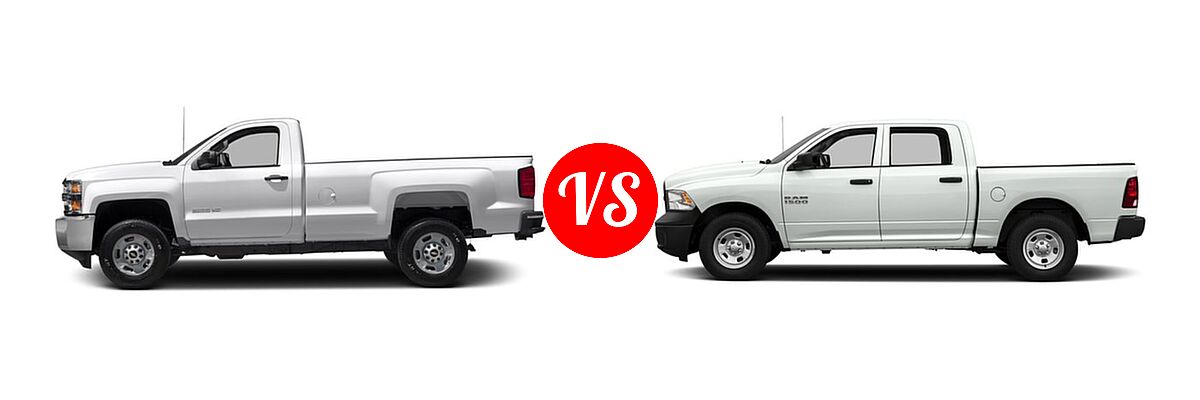 2016 Chevrolet Silverado 2500HD Pickup LT / Work Truck vs. 2016 Ram 1500 Pickup Tradesman - Side Comparison