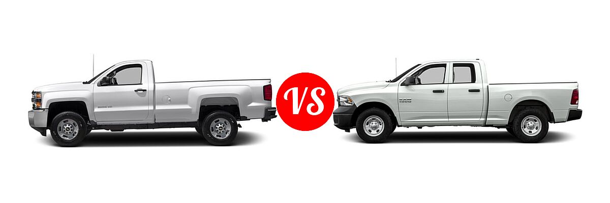 2016 Chevrolet Silverado 2500HD Pickup LT / Work Truck vs. 2016 Ram 1500 Pickup Tradesman - Side Comparison