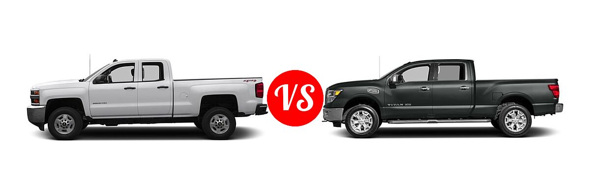 2016 Chevrolet Silverado 2500HD Pickup Work Truck vs. 2016 Nissan Titan XD Pickup SL - Side Comparison