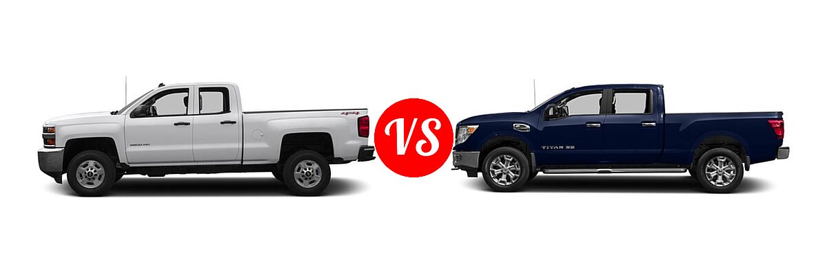 2016 Chevrolet Silverado 2500HD Pickup Work Truck vs. 2016 Nissan Titan XD Pickup SV - Side Comparison