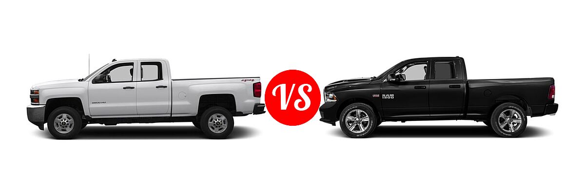 2016 Chevrolet Silverado 2500HD Pickup Work Truck vs. 2016 Ram 1500 Pickup Sport - Side Comparison
