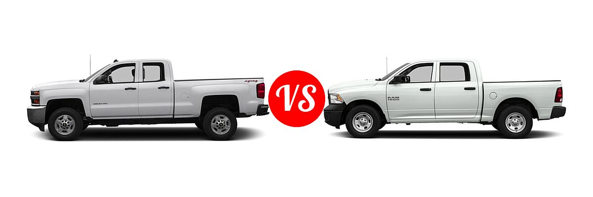 2016 Chevrolet Silverado 2500HD Pickup Work Truck vs. 2016 Ram 1500 Pickup Tradesman - Side Comparison