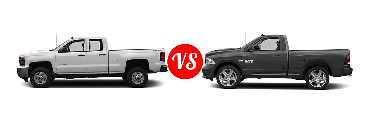 2016 Chevrolet Silverado 2500HD Pickup Work Truck vs. 2016 Ram 1500 Pickup Sport - Side Comparison