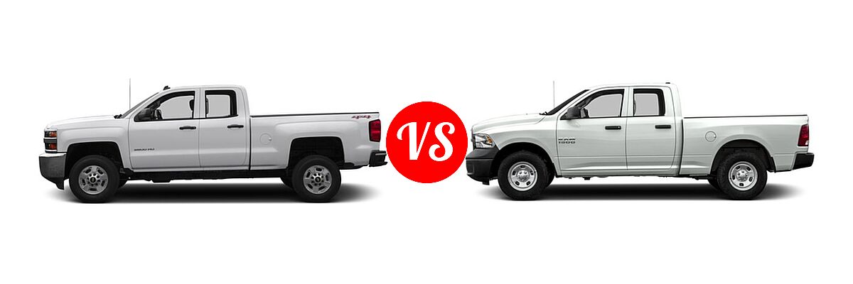2016 Chevrolet Silverado 2500HD Pickup Work Truck vs. 2016 Ram 1500 Pickup Tradesman - Side Comparison