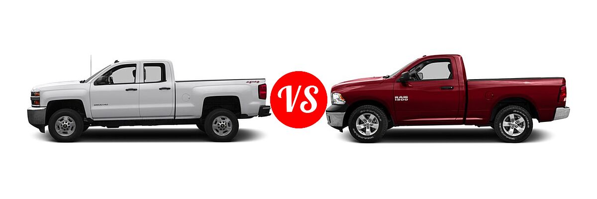 2016 Chevrolet Silverado 2500HD Pickup LT vs. 2016 Ram 1500 Pickup Big Horn / Lone Star / SLT - Side Comparison