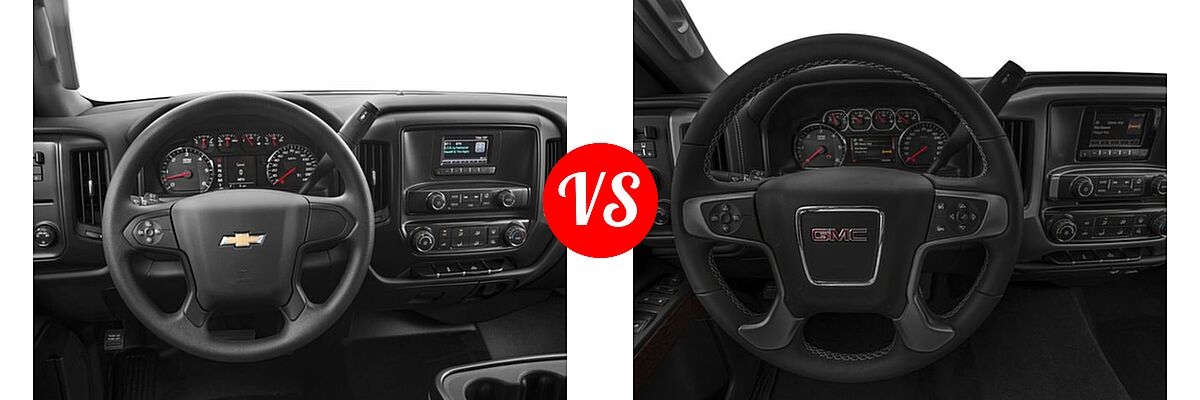 2016 Chevrolet Silverado 2500HD Pickup Work Truck vs. 2016 GMC Sierra 2500HD Pickup SLE - Dashboard Comparison