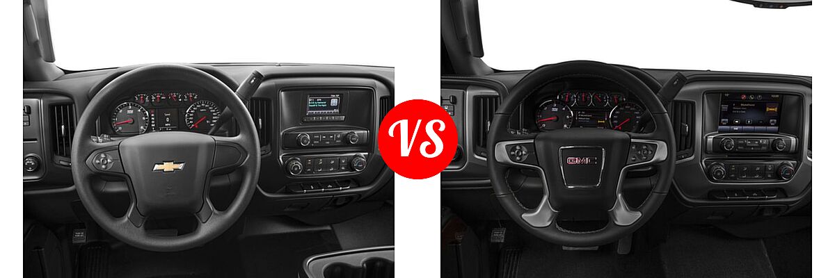 2016 Chevrolet Silverado 2500HD Pickup Work Truck vs. 2016 GMC Sierra 2500HD Pickup SLE / SLT - Dashboard Comparison