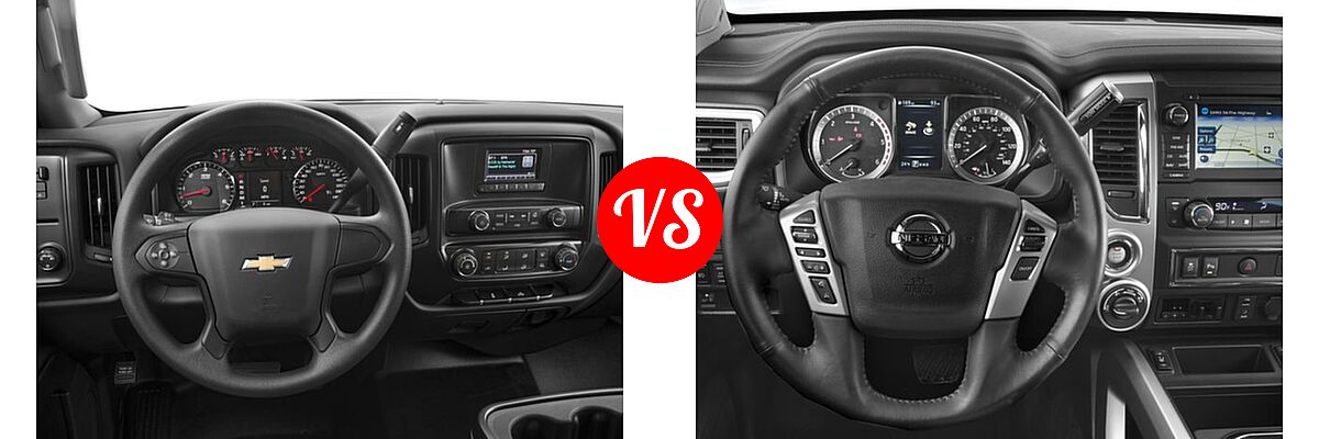 2016 Chevrolet Silverado 2500HD Pickup Work Truck vs. 2016 Nissan Titan XD Pickup SL - Dashboard Comparison