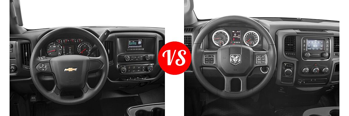 2016 Chevrolet Silverado 2500HD Pickup Work Truck vs. 2016 Ram 1500 Pickup Express / Tradesman - Dashboard Comparison
