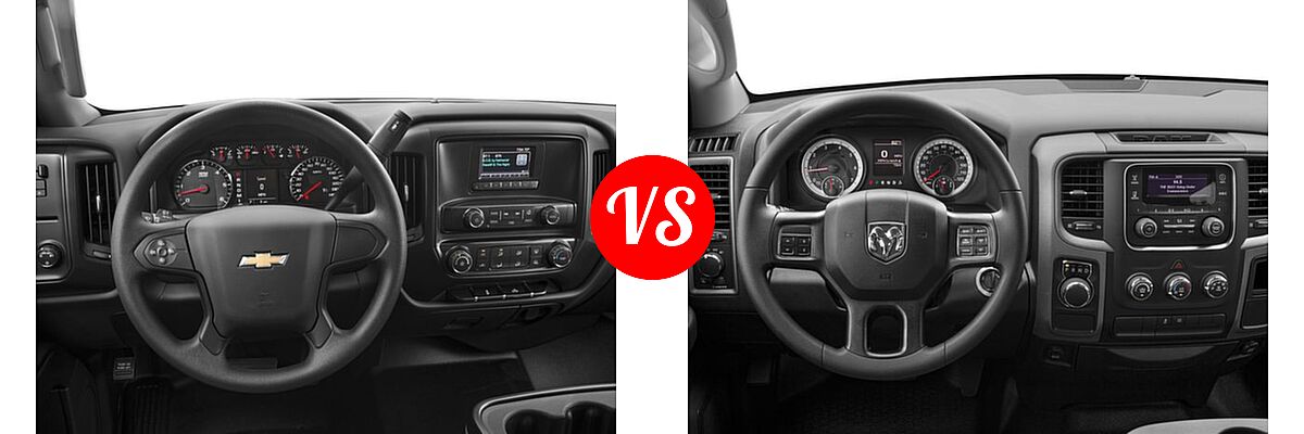 2016 Chevrolet Silverado 2500HD Pickup Work Truck vs. 2016 Ram 1500 Pickup Tradesman - Dashboard Comparison
