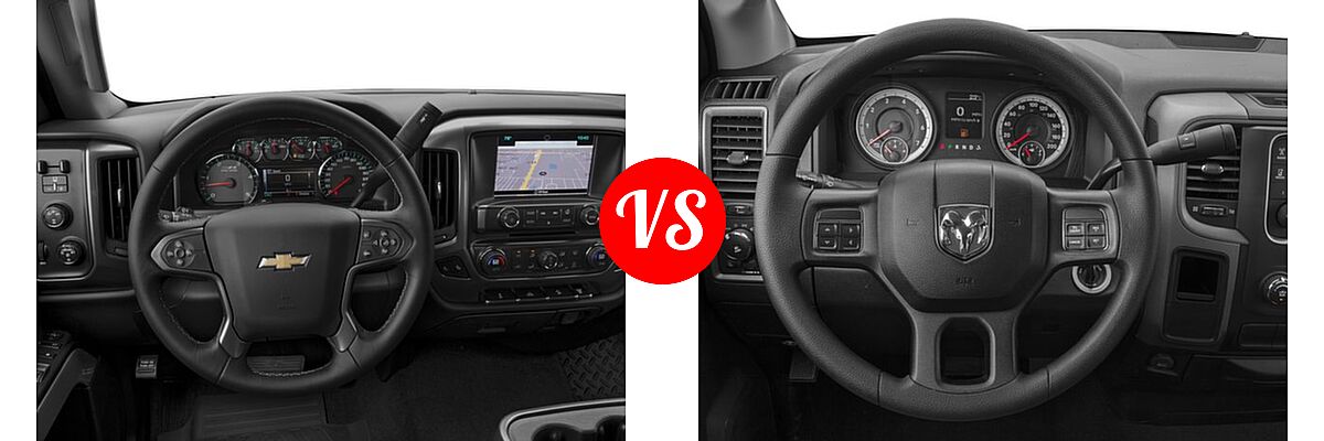 2016 Chevrolet Silverado 2500HD Pickup LT vs. 2016 Ram 1500 Pickup Big Horn / Lone Star / SLT - Dashboard Comparison