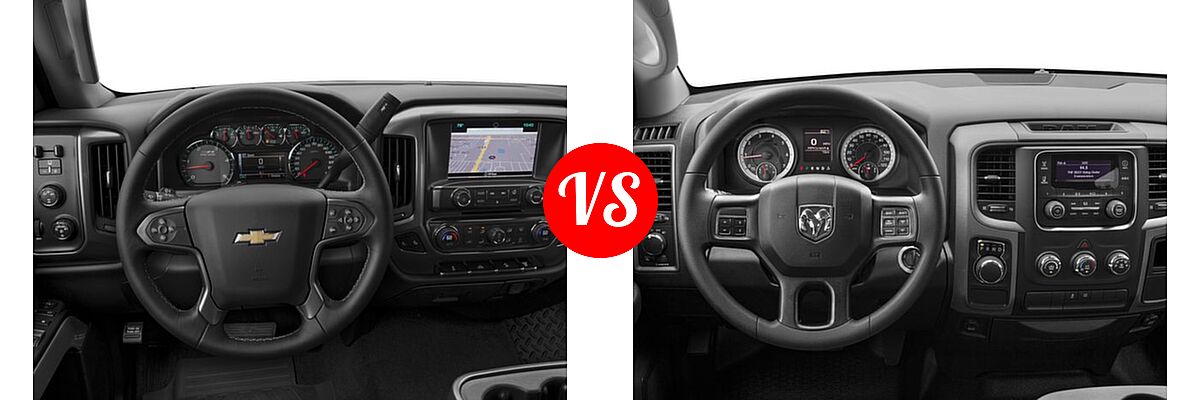 2016 Chevrolet Silverado 2500HD Pickup LT vs. 2016 Ram 1500 Pickup Tradesman - Dashboard Comparison