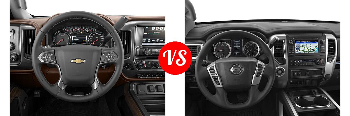 2016 Chevrolet Silverado 2500HD Pickup High Country vs. 2016 Nissan Titan XD Pickup SV - Dashboard Comparison