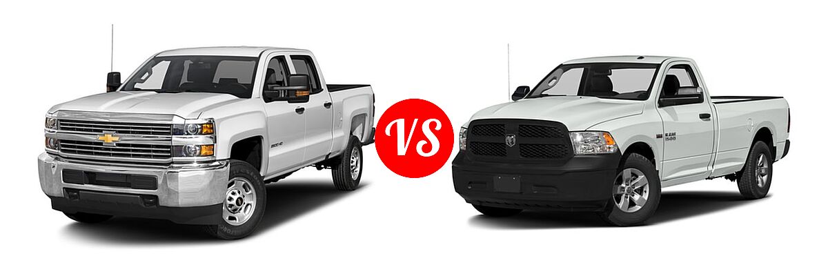 2016 Chevrolet Silverado 2500HD Pickup Work Truck vs. 2016 Ram 1500 Pickup Express / Tradesman - Front Left Comparison