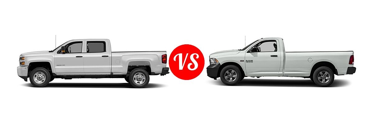 2016 Chevrolet Silverado 2500HD Pickup Work Truck vs. 2016 Ram 1500 Pickup Express / Tradesman - Side Comparison