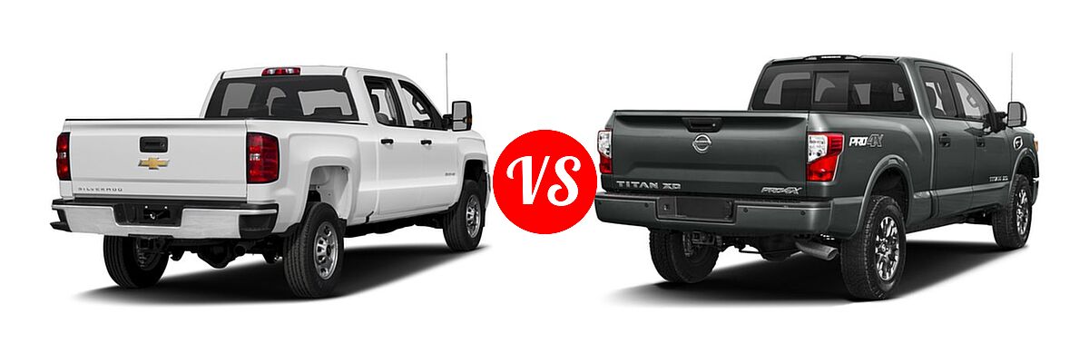 2016 Chevrolet Silverado 2500HD Pickup Work Truck vs. 2016 Nissan Titan XD Pickup PRO-4X - Rear Right Comparison