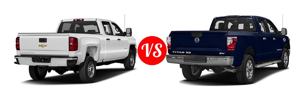 2016 Chevrolet Silverado 2500HD Pickup Work Truck vs. 2016 Nissan Titan XD Pickup SV - Rear Right Comparison