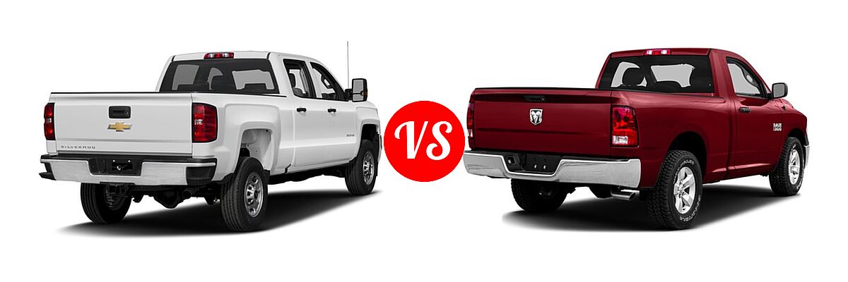 2016 Chevrolet Silverado 2500HD Pickup Work Truck vs. 2016 Ram 1500 Pickup Big Horn / Lone Star / SLT - Rear Right Comparison