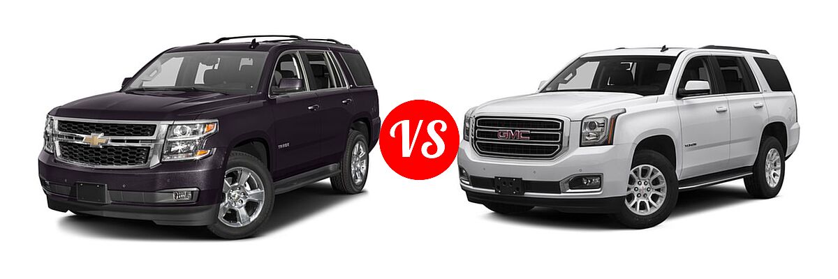 2016 Chevrolet Tahoe SUV LS / LT vs. 2016 GMC Yukon SUV SLE / SLT - Front Left Comparison