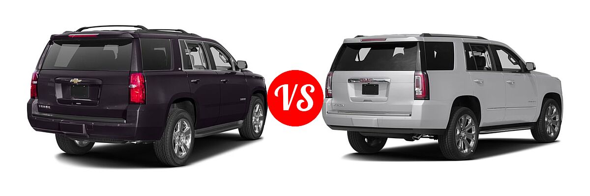 2016 Chevrolet Tahoe SUV LS / LT vs. 2016 GMC Yukon SUV Denali - Rear Right Comparison