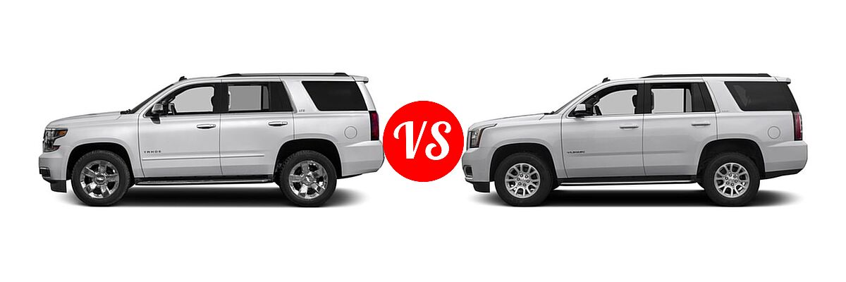 2016 Chevrolet Tahoe SUV LTZ vs. 2016 GMC Yukon SUV SLE / SLT - Side Comparison