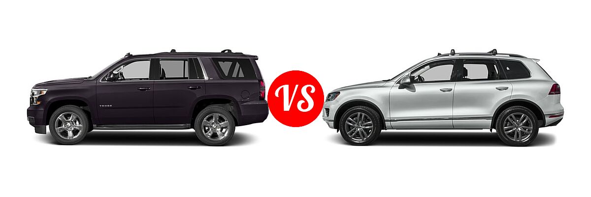 2016 Chevrolet Tahoe SUV LS / LT vs. 2016 Volkswagen Touareg SUV Diesel Executive / Lux / Sport w/Technology - Side Comparison
