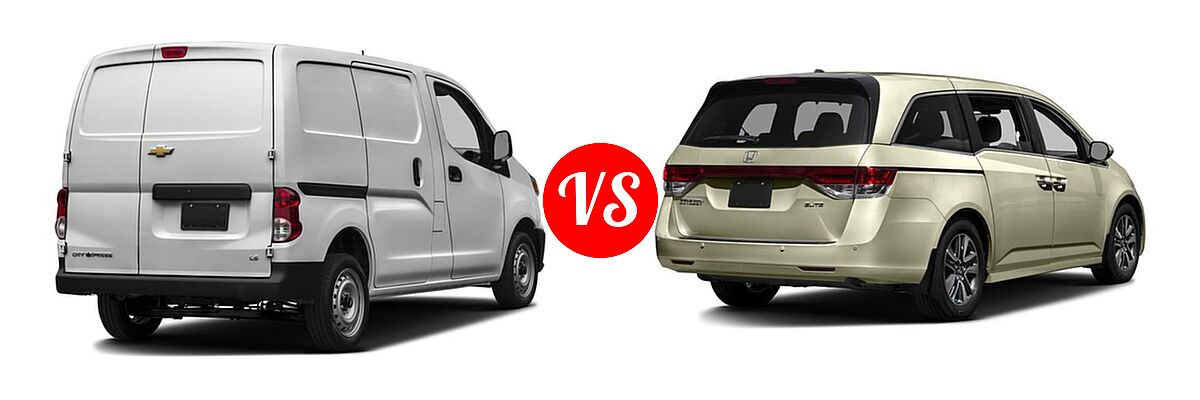 2016 Chevrolet City Express Minivan LS / LT vs. 2016 Honda Odyssey Minivan Touring Elite - Rear Right Comparison