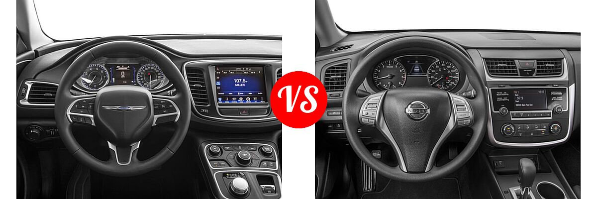 2016 Chrysler 200 Sedan Limited vs. 2016 Nissan Altima Sedan 2.5 / 2.5 S / 2.5 SV - Dashboard Comparison